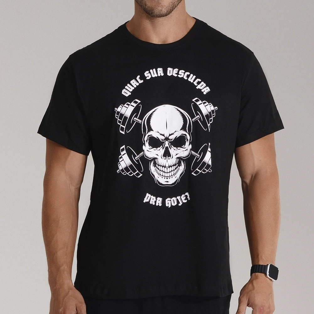 CAMISETA CAVEIRA TREINO QUAL SUA DESCULPA - GROWTH SUPPLEMENTS