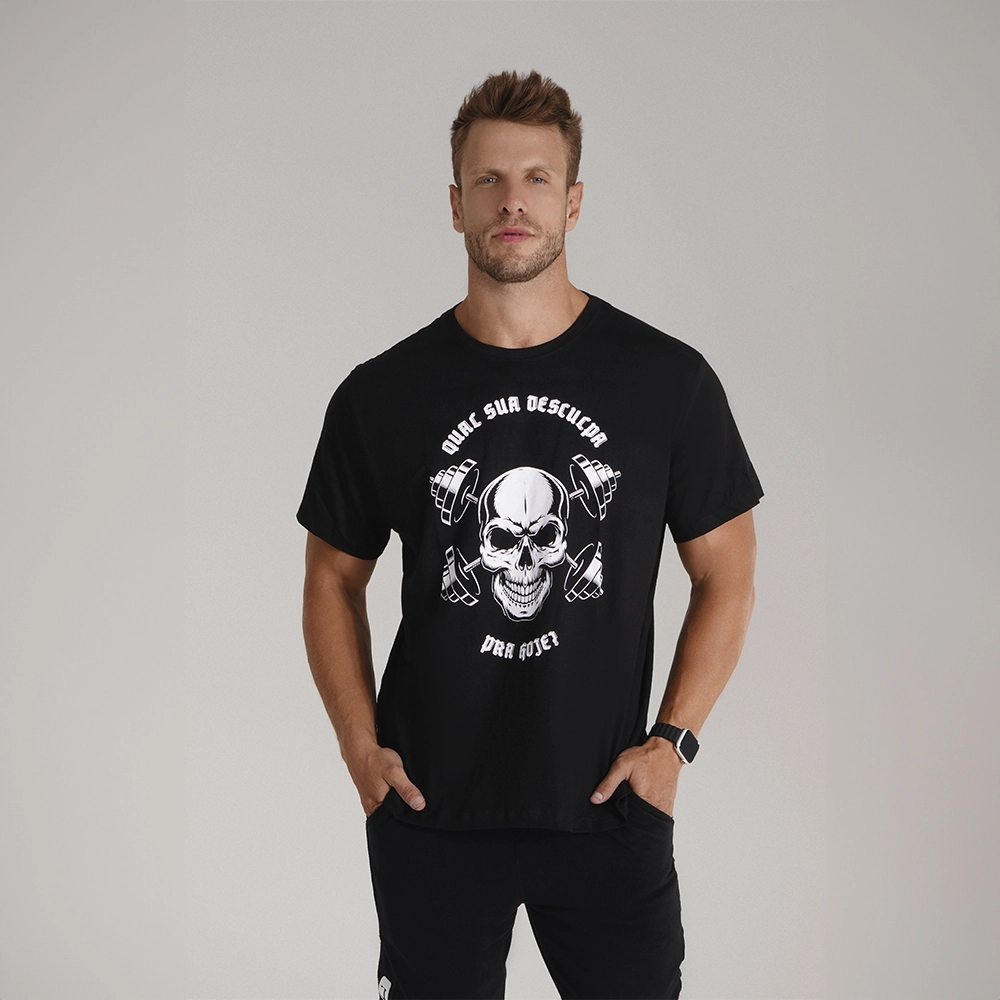 CAMISETA CAVEIRA TREINO QUAL SUA DESCULPA - GROWTH SUPPLEMENTS