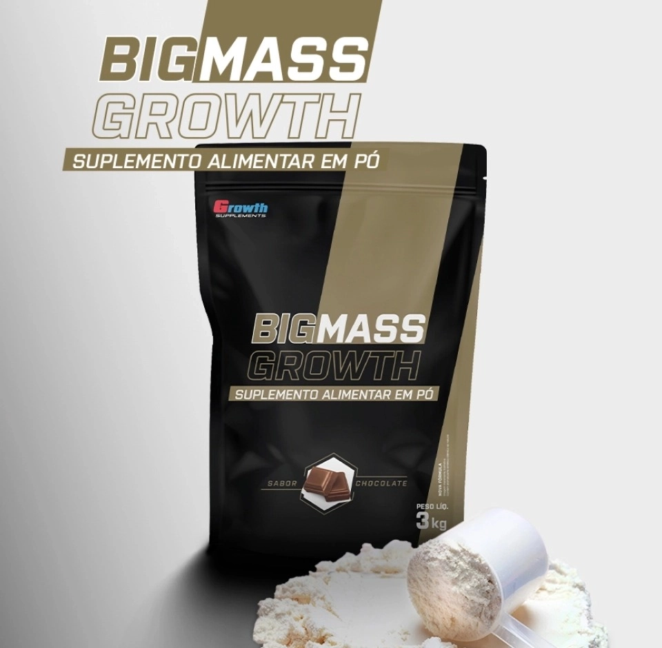 GROWTH SUPPLEMENTS - Embalagem de Big Mass com scoop