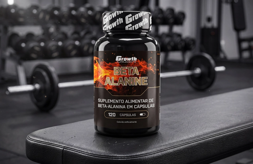 GROWTH SUPPLEMENTS - Embalagem de Beta Alanine em banco de academia