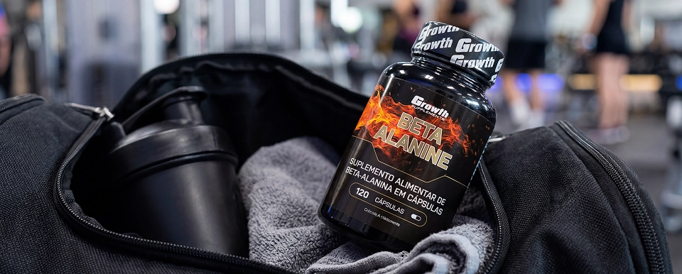 GROWTH SUPPLEMENTS - Embalagem de Beta Alanine dentro de bolsa de academia