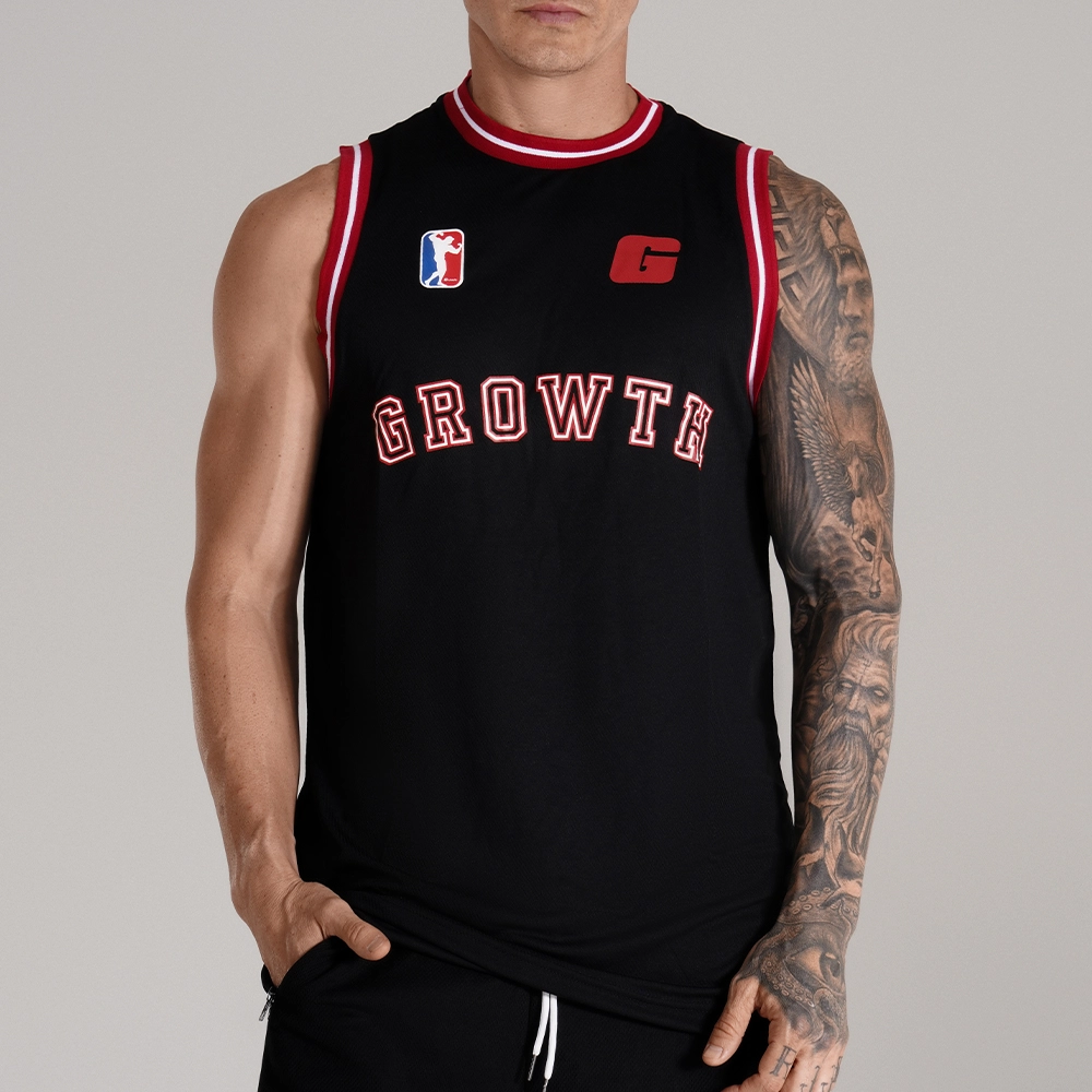 Regata Basquete Preta Logo Vermelho Growth Desde 2009