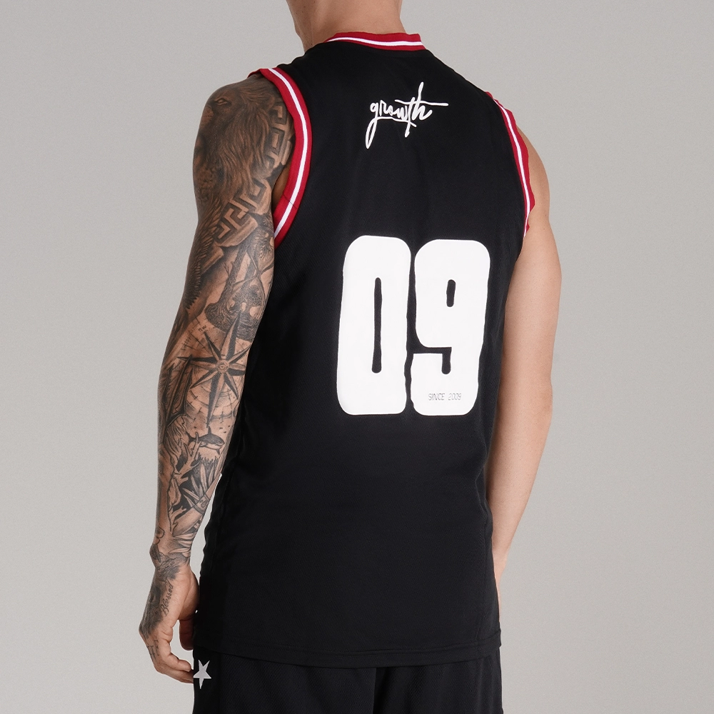 Regata Basquete Preta Logo Vermelho Growth Desde 2009