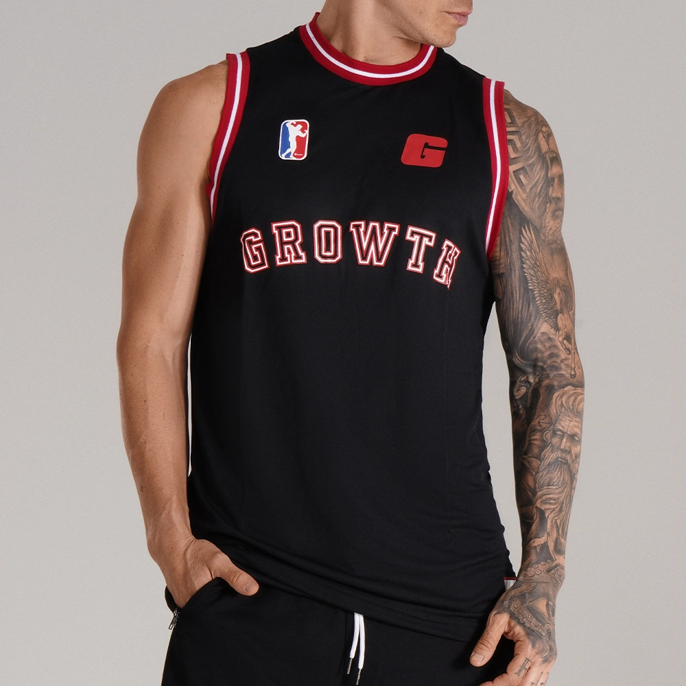 Regata Basquete Preta Logo Vermelho Growth Desde 2009