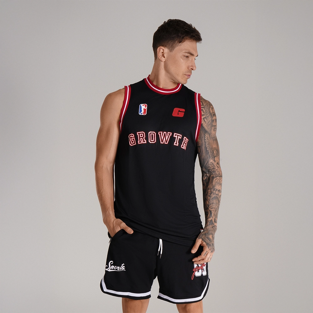 Regata Basquete Preta Logo Vermelho Growth Desde 2009