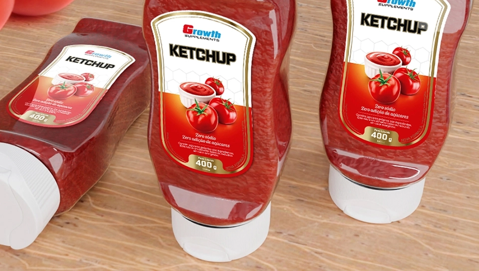 GROWTH SUPPLEMENTS - Imagem ilustrativa de uma carne com ketchup tradicional zero açúcar e zero gordura
