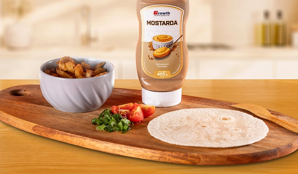 GROWTH SUPPLEMENTS - Imagem ilustrativa mostarda rústica zero adição de açúcar e sódio