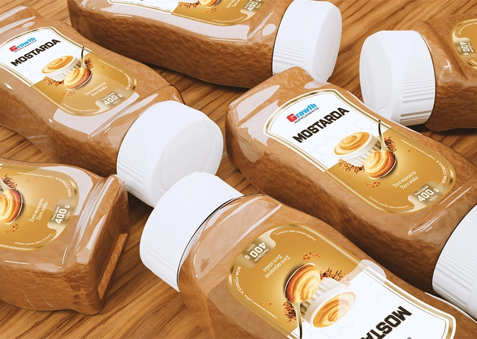 GROWTH SUPPLEMENTS - Imagem ilustrativa mostarda rústica zero adição de açúcar e sódio