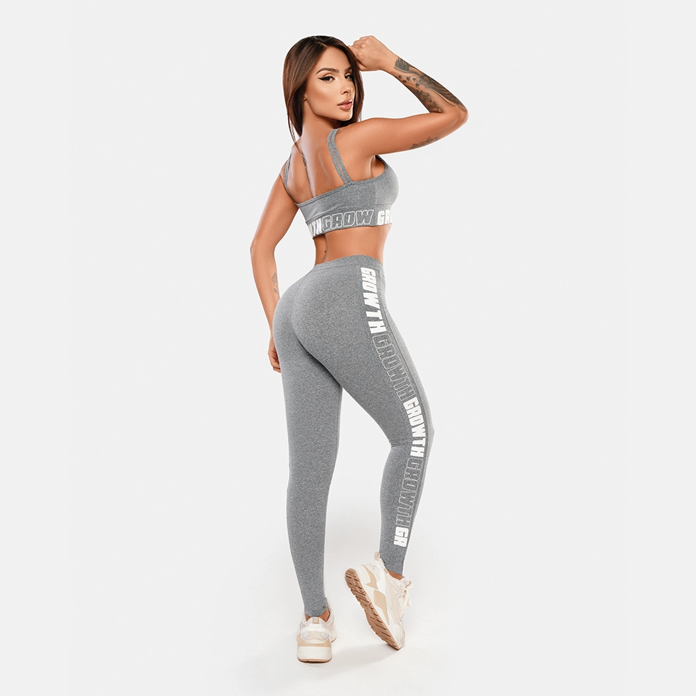 Legging Cinza Mescla Ad Recorte Logo Growth