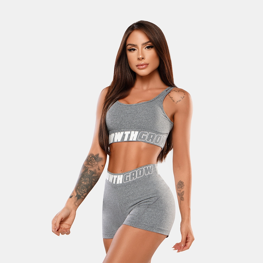 Short Cinza Mescla Ad Recorte Logo Growth