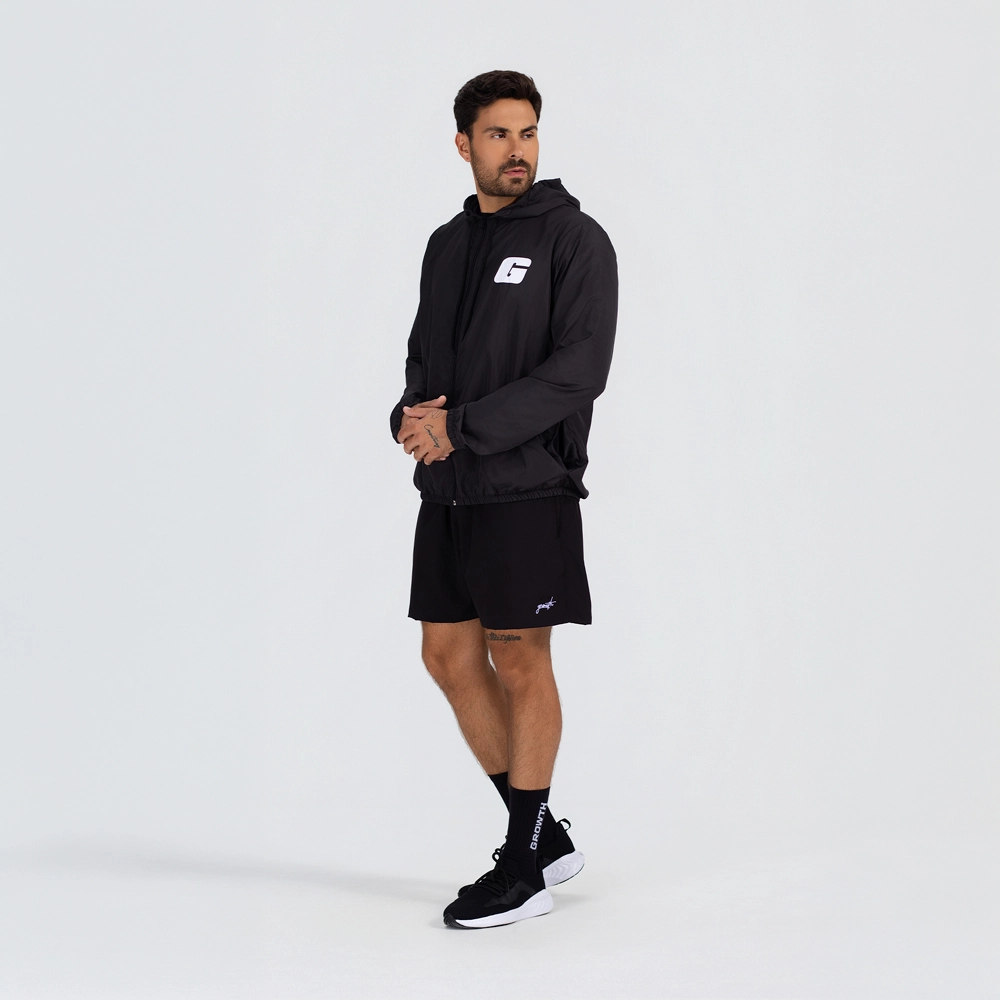 Jaqueta Preta Corta Vento G Branco