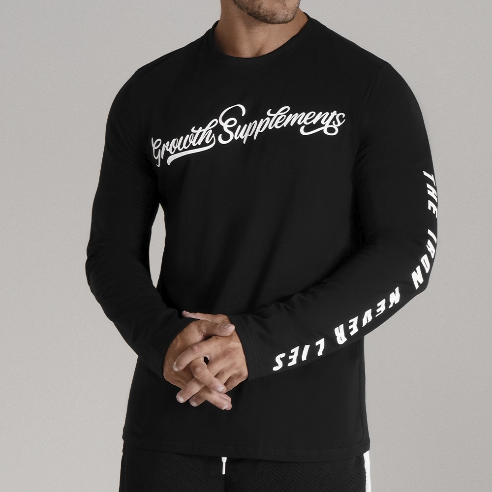 CAMISETA PRETA MANGA LONGA THE IRON NEVER LIES - GROWTH SUPPLEMENTS