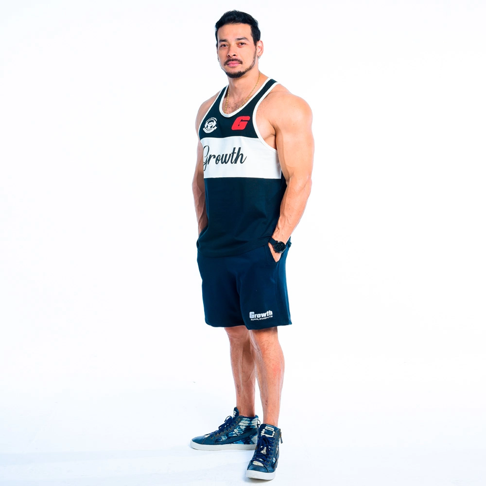 REGATA PRETA OFF GROWTH CLASSIC - EDIÇÃO LIMITADA - visão lateral - Atleta Felipe Franco TeamGrowth