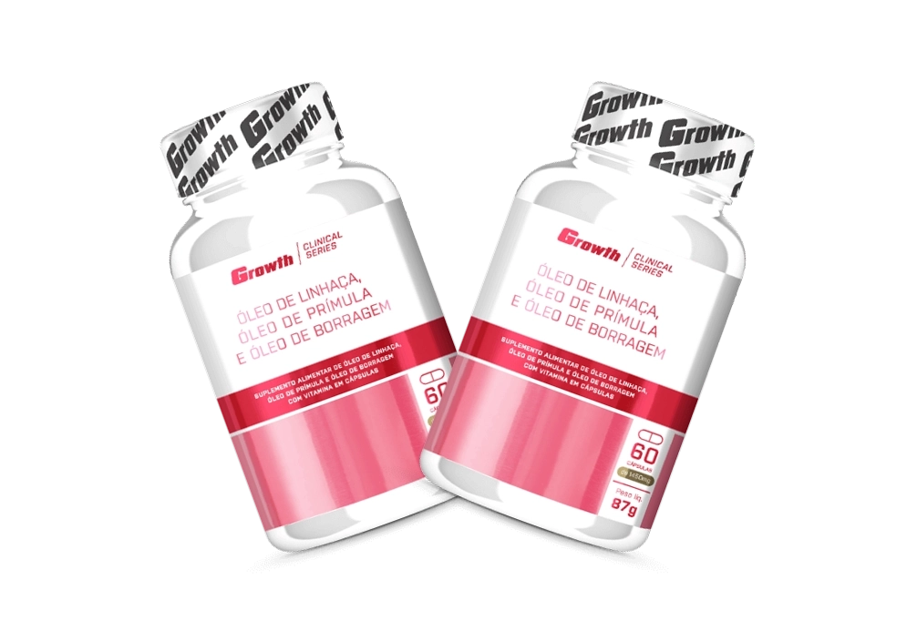GROWTH SUPPLEMENTS - Embalagens de óleo de linhaça, óleo de prímula e óleo de borragem
