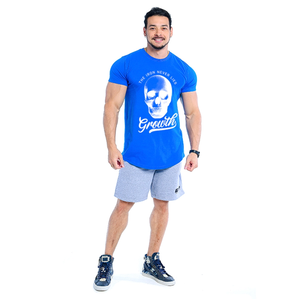 CAMISETA PREMIUM LONG GROWTH THE IRON AZUL - GROWTH SUPPLEMENTS