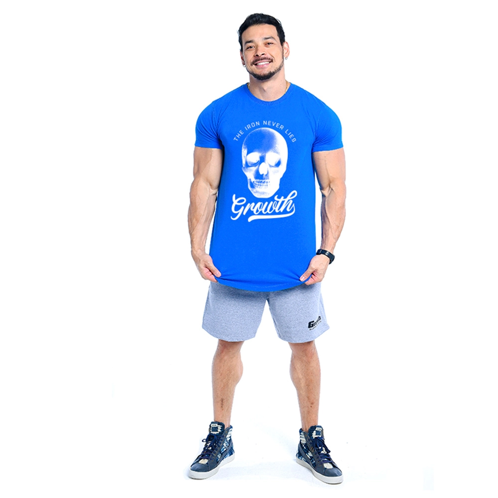 CAMISETA PREMIUM LONG GROWTH THE IRON AZUL - GROWTH SUPPLEMENTS