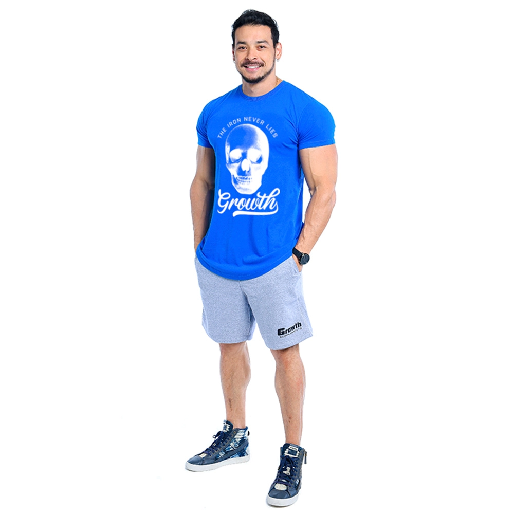 CAMISETA PREMIUM LONG GROWTH THE IRON AZUL - GROWTH SUPPLEMENTS