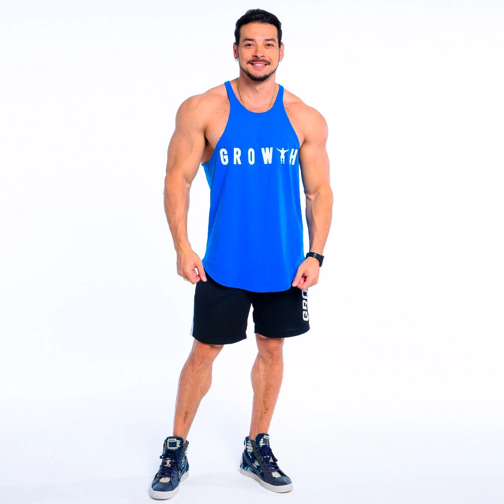 REGATA CAVADA PREMIUM LONG GROWTH MAN AZUL - GROWTH SUPPLEMENTS - visão frontal - Atleta Felipe Franco TeamGrowth