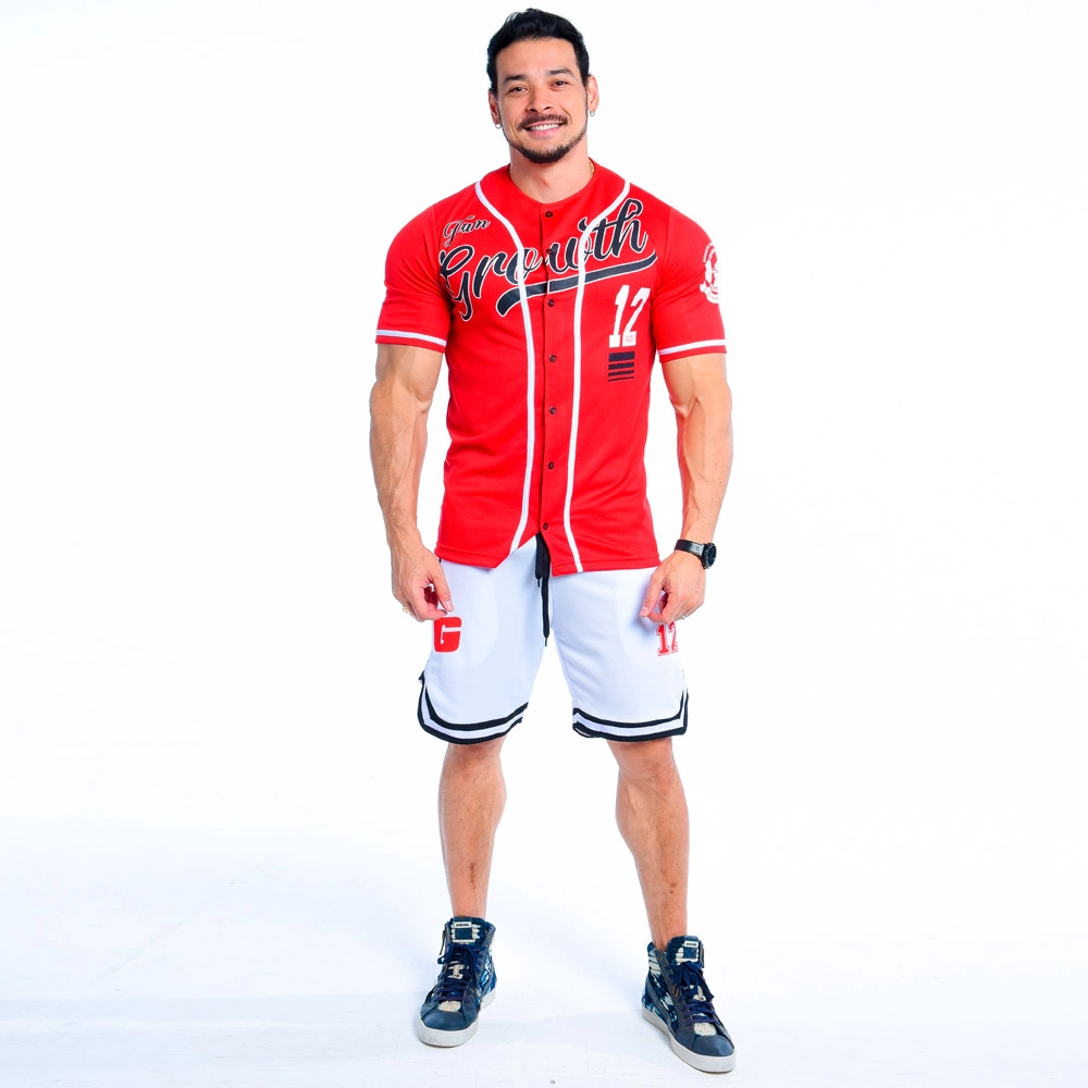 CAMISA PREMIUM BASEBALL GROWTH RED - EDIÇÃO LIMITADA - visão frontal - Atleta Felipe Franco TeamGrowth