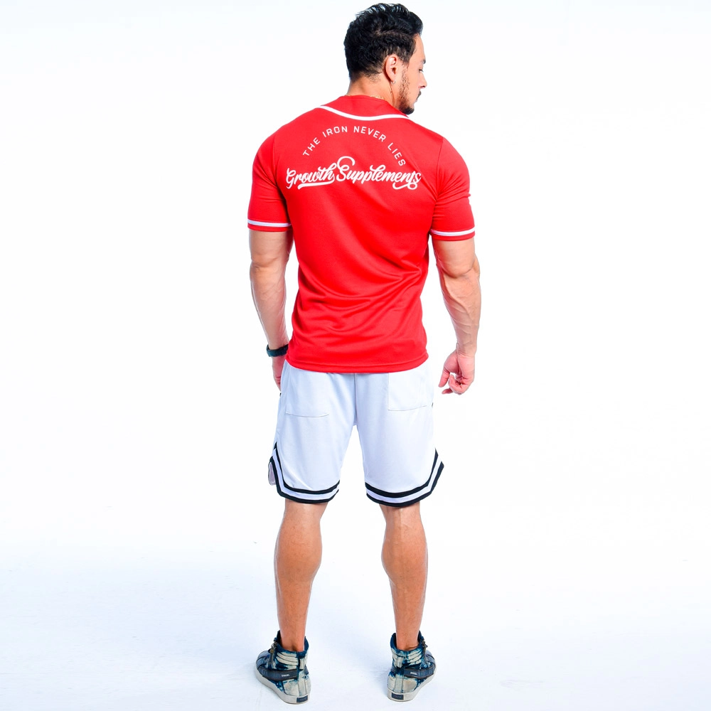 CAMISA PREMIUM BASEBALL GROWTH RED - EDIÇÃO LIMITADA - visão de trás - Atleta Felipe Franco TeamGrowth