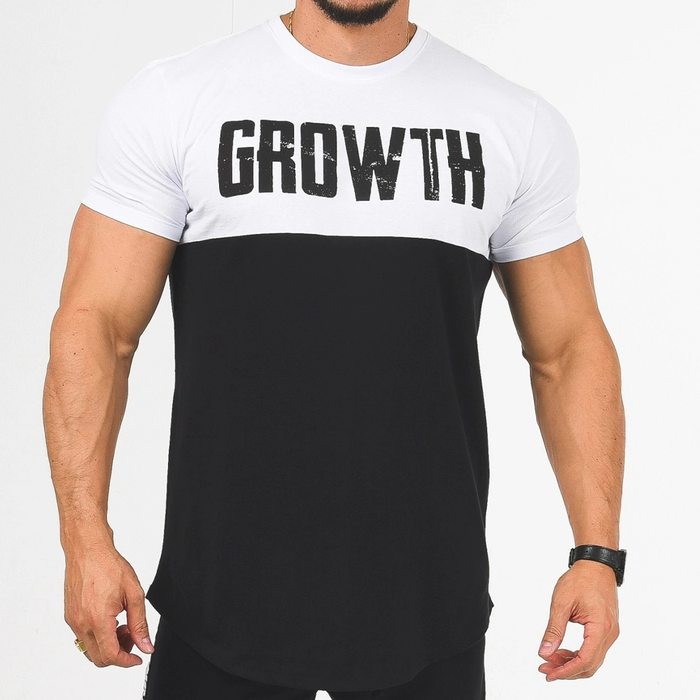 CAMISETA PREMIUM LONG PRETA RECORTE BRANCA - GROWTH SUPPLEMENTS