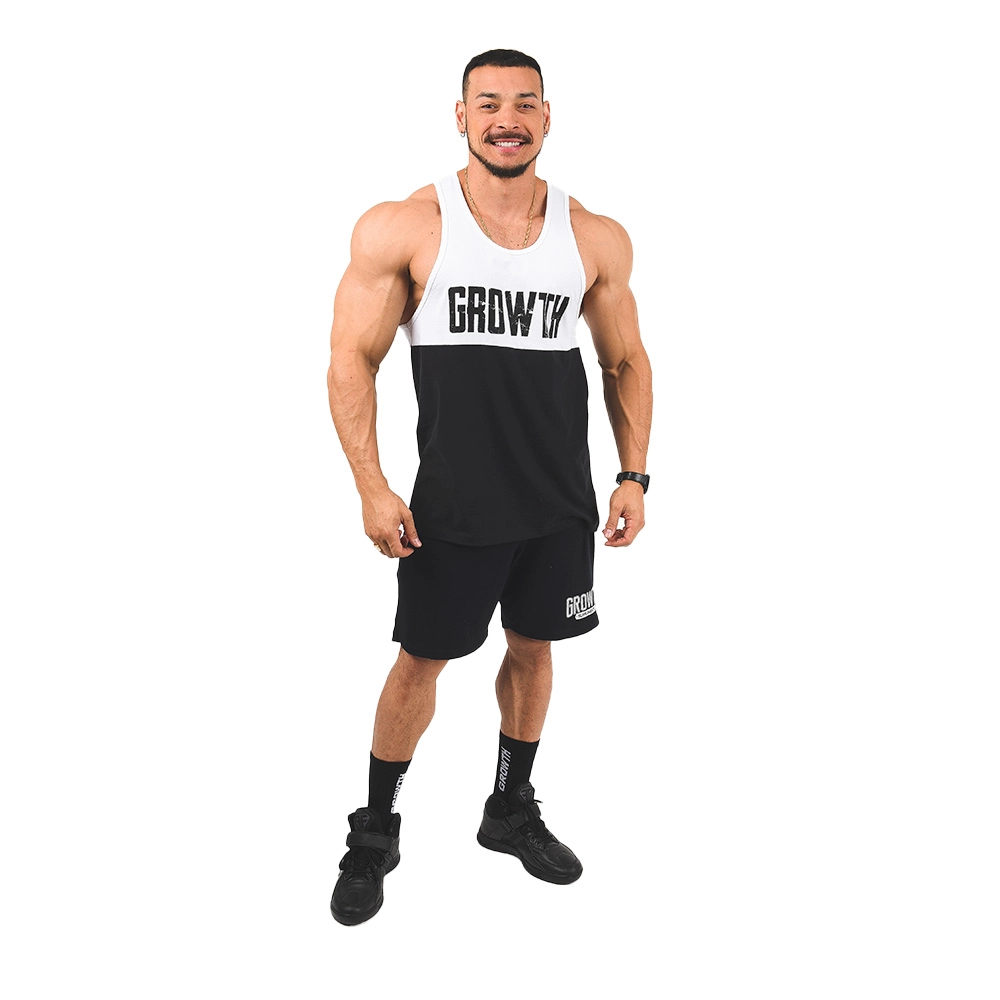 REGATA PREMIUM ESTILHAÇO RECORTE BRANCA - GROWTH SUPPLEMENTS - visão frontal - Atleta Felipe Franco TeamGrowth