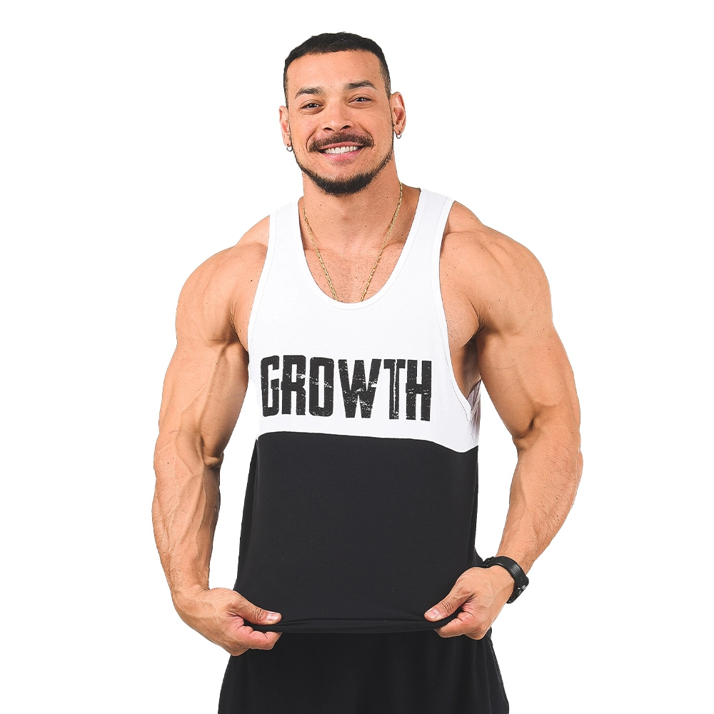 REGATA PREMIUM ESTILHAÇO RECORTE BRANCA - GROWTH SUPPLEMENTS - visão frontal - Atleta Felipe Franco TeamGrowth