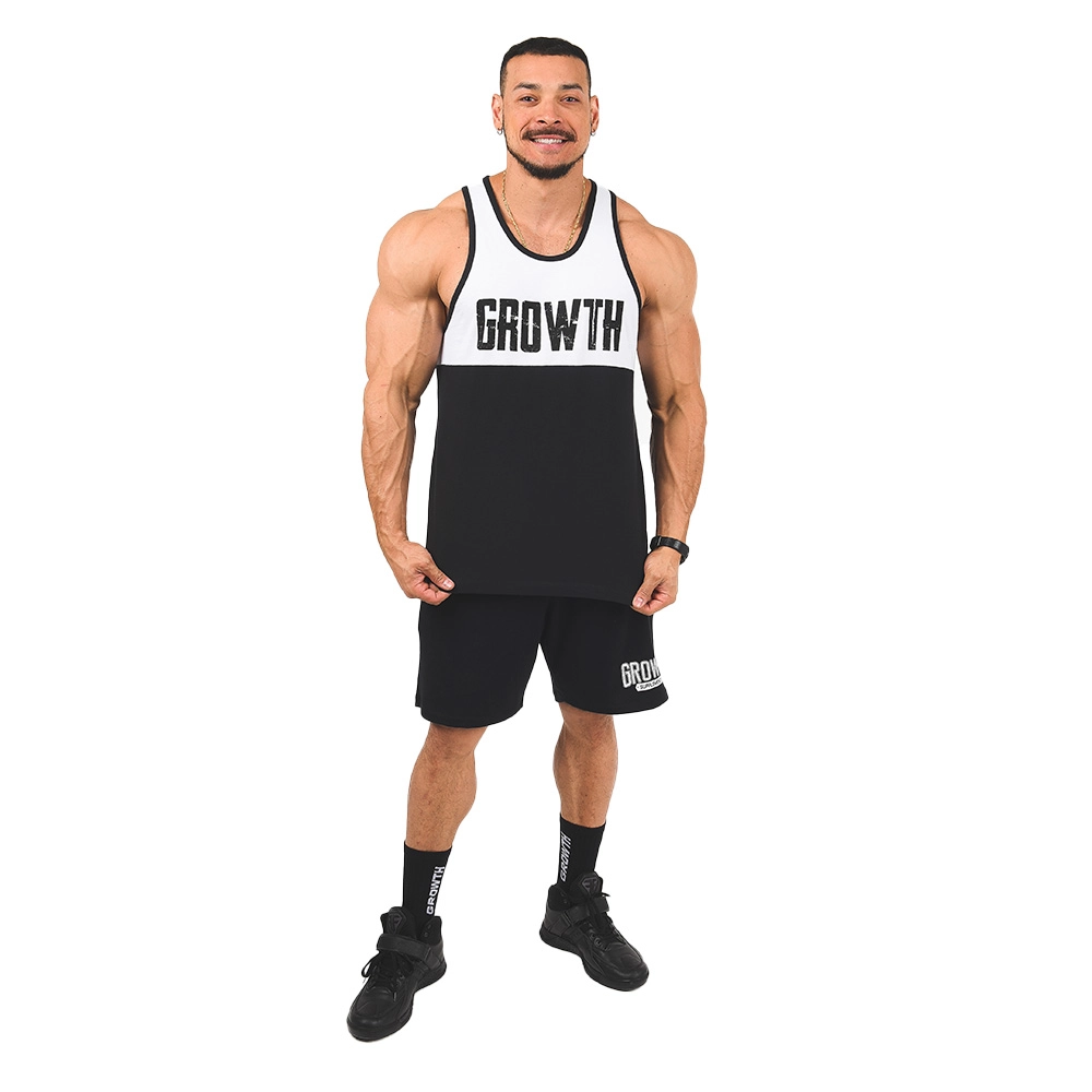 REGATA PREMIUM ESTILHAÇO RECORTE PRETO - GROWTH SUPPLEMENTS - visão frontal - Atleta Felipe Franco TeamGrowth