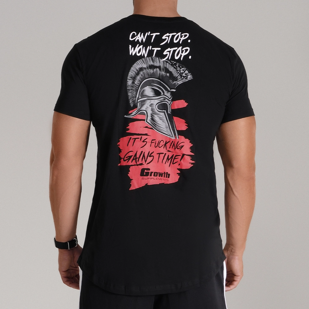 CAMISETA PREMIUM LONG CANT STOP PRETA - GROWTH SUPPLEMENTS