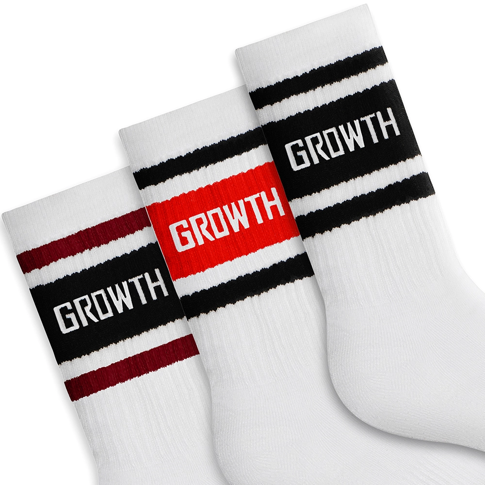MEIA PREMIUM CANO ALTO BRANCA COM FAIXAS  - GROWTH SUPPLEMENTS (PAR)