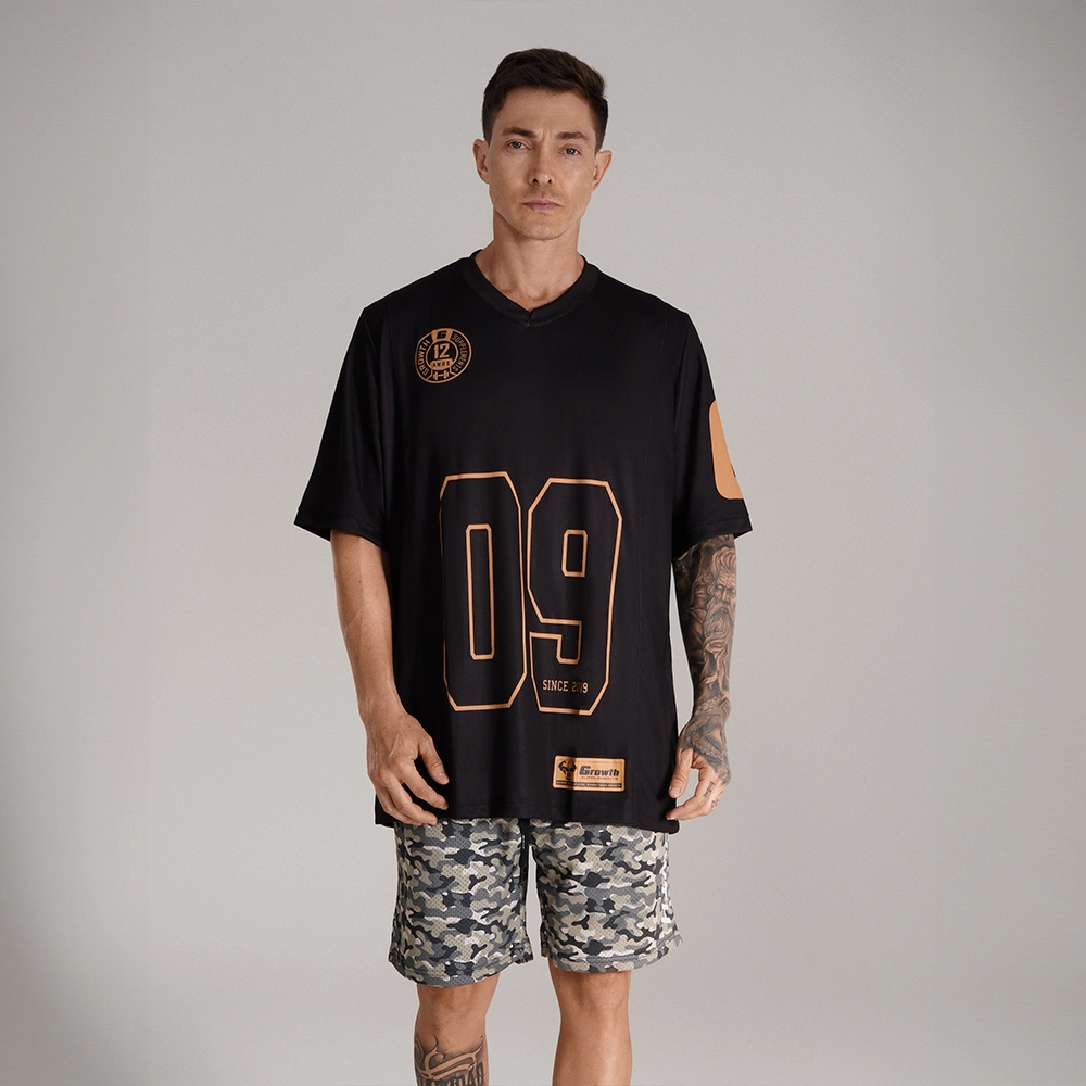 Camiseta Futebol Americano Preta/Dourado Since 2009 Growth