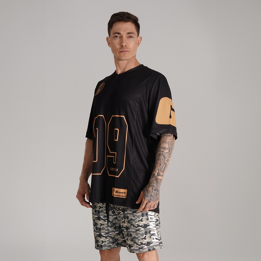 Camiseta Futebol Americano Preta/Dourado Since 2009 Growth