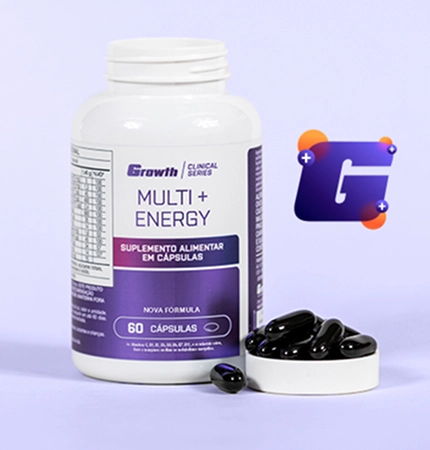 Creatina Monohidratada Growth Suplementos, com a tampa aberta espalhando o pó.