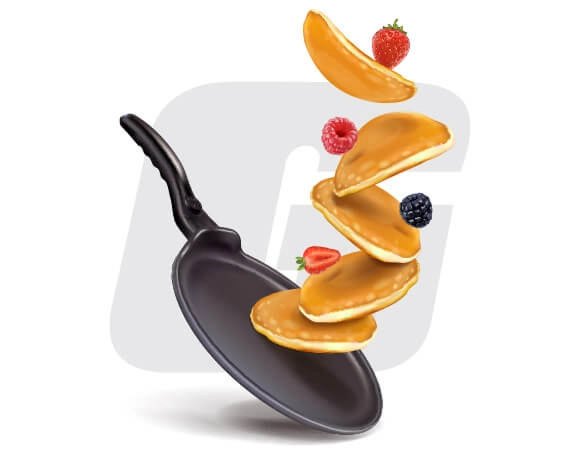 GROWTH SUPPLEMENTS - Imagem ilustrativa Logo Gsuplementos ao lado da panqueca proteica