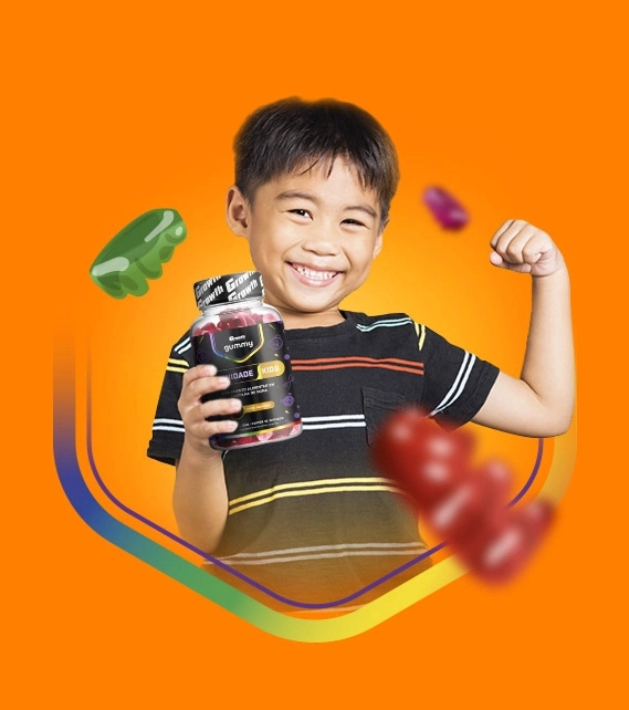 GROWTH SUPPLEMENTS - Imagem ilustrativa criança segurando o imunidade kids
