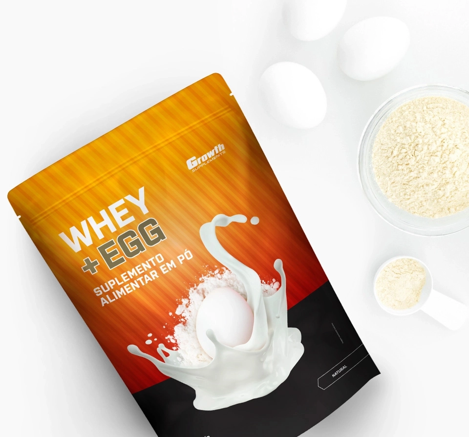 GROWTH SUPPLEMENTS - EMBALAGEM (TOP) WHEY E EGG SABOR NATURAL 1 KG COM SCOOP EM SUA VOLTA