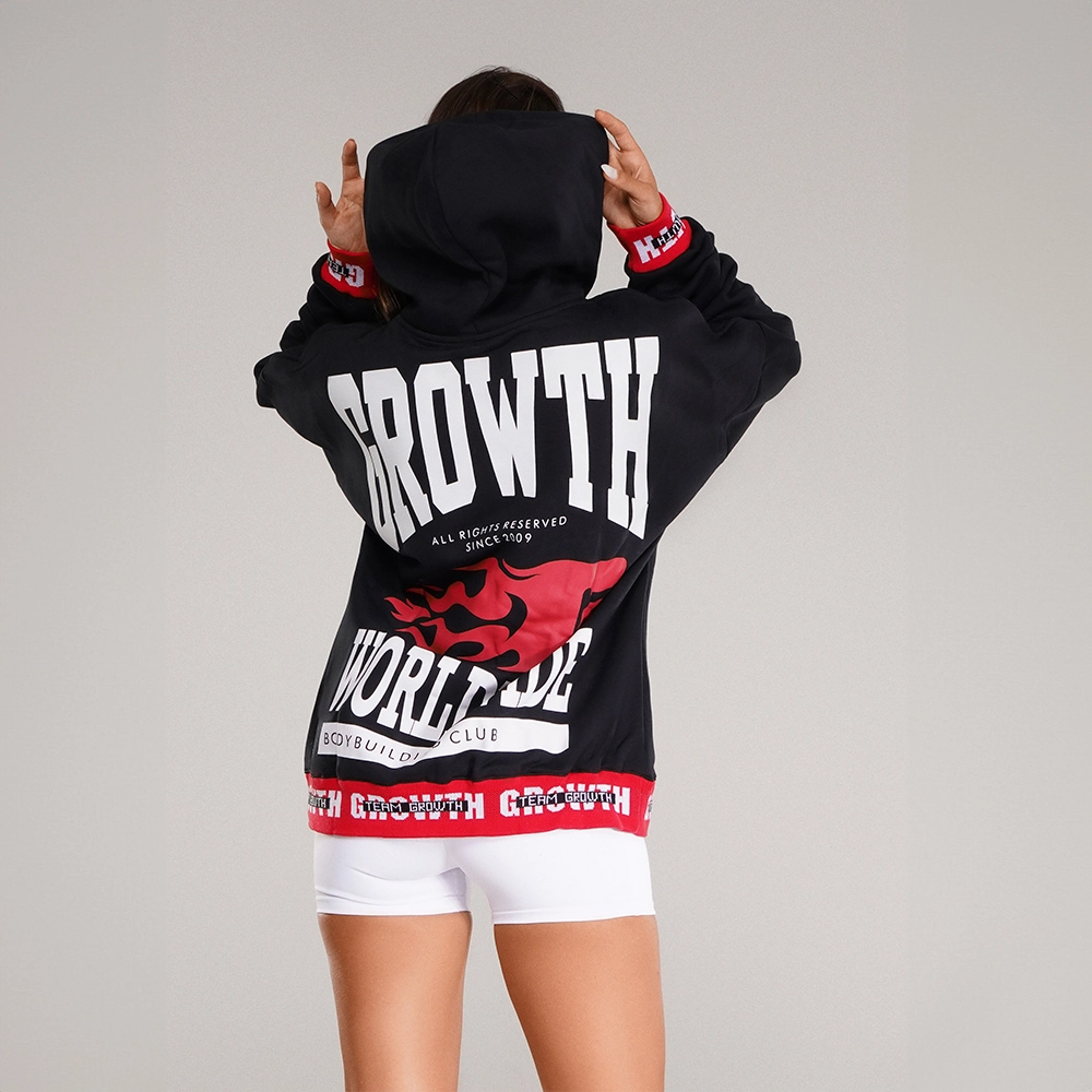 BLUSÃO MOLETOM GROWTH PRETO OVERSIZED WORLDWIDE  - GROWTH SUPPLEMENTS