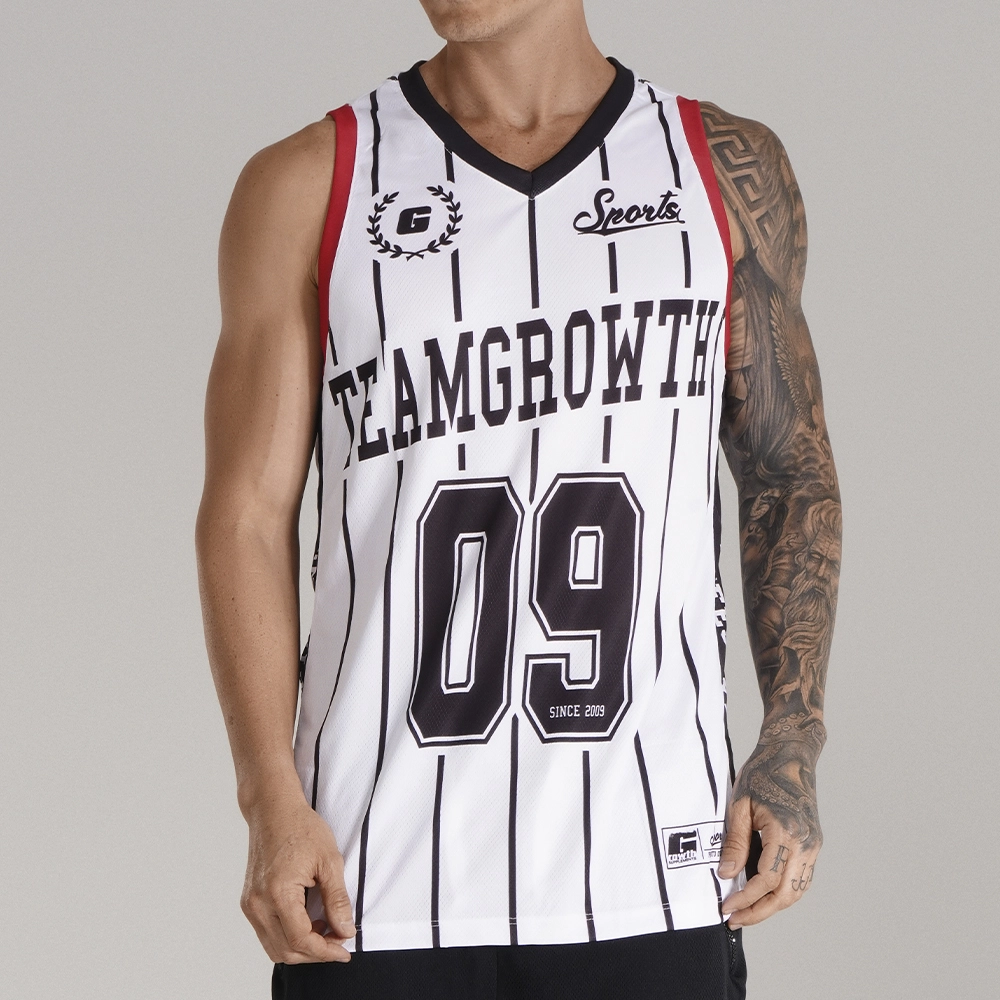 Regata Growth Sports Branco/Preto/Vermelho