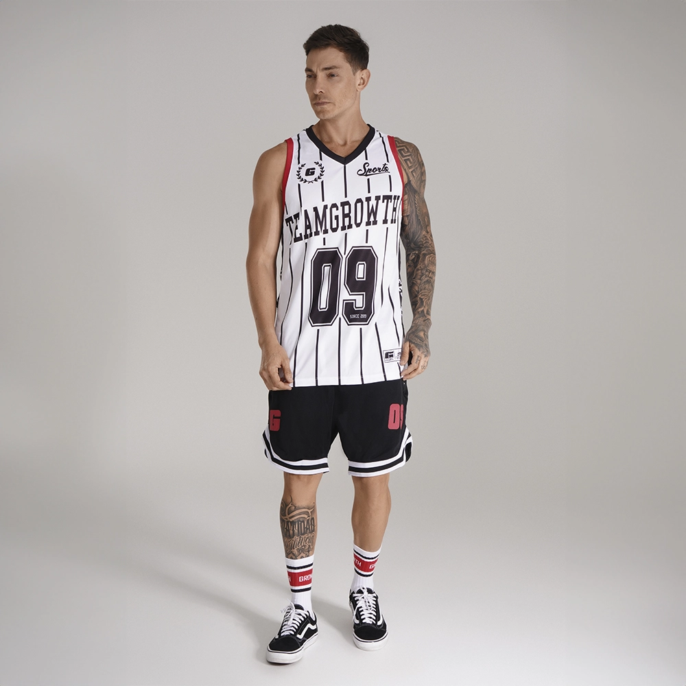 Regata Growth Sports Branco/Preto/Vermelho