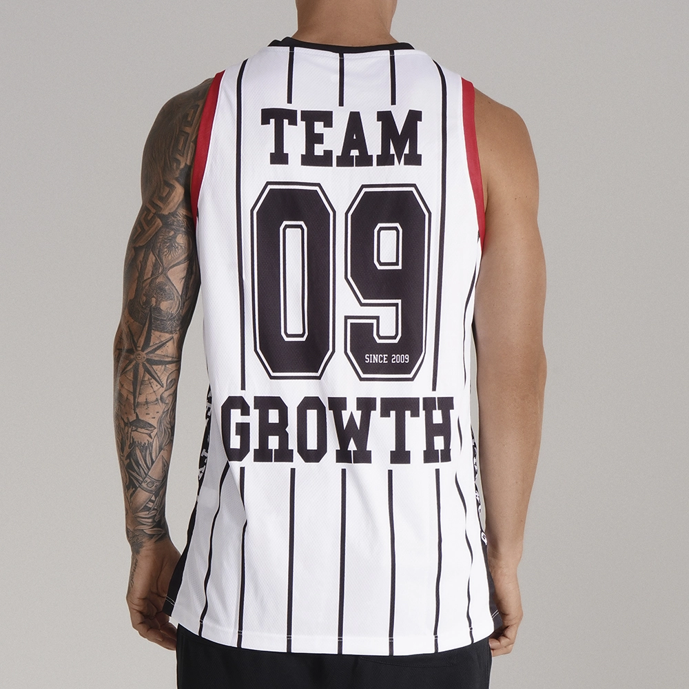 Regata Growth Sports Branco/Preto/Vermelho