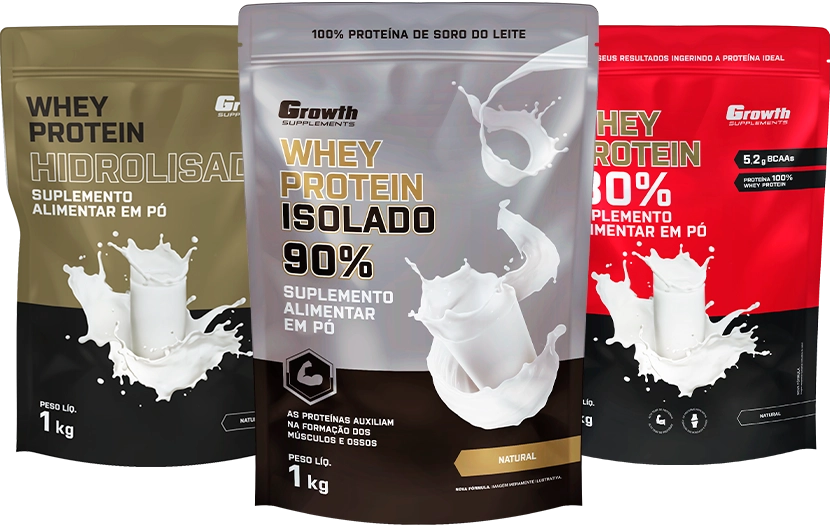Whey Protein Growth Supplements - Hidrolisado, Isolado e Concentrado