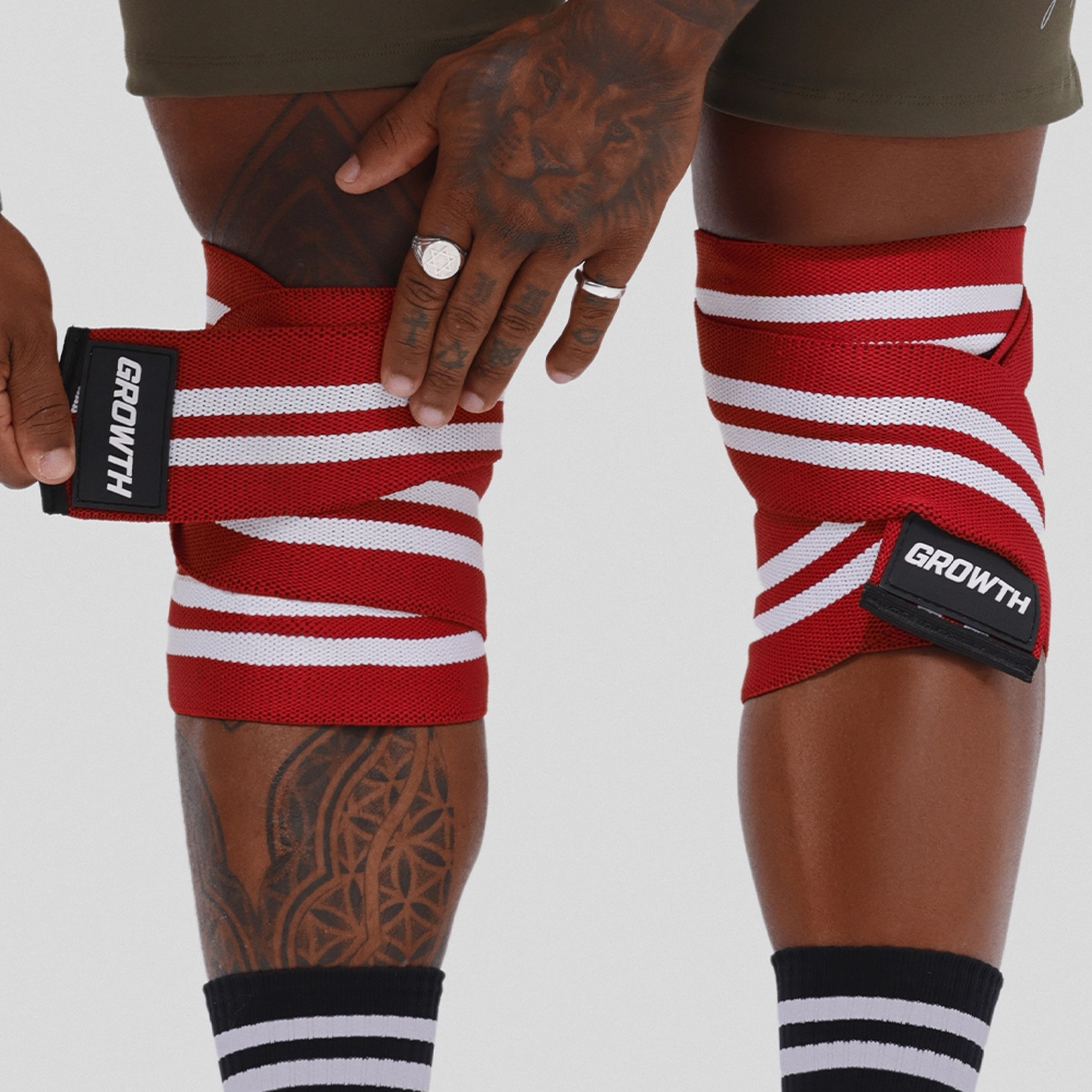 FAIXA DE JOELHO VERMELHA/BRANCO GROWTH (PAR) - GROWTH SUPPLEMENTS