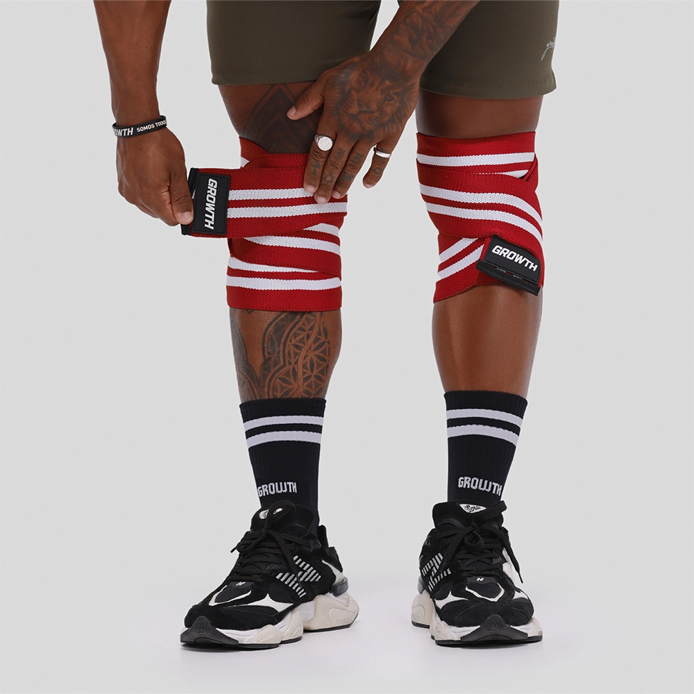 FAIXA DE JOELHO VERMELHA/BRANCO GROWTH (PAR) - GROWTH SUPPLEMENTS