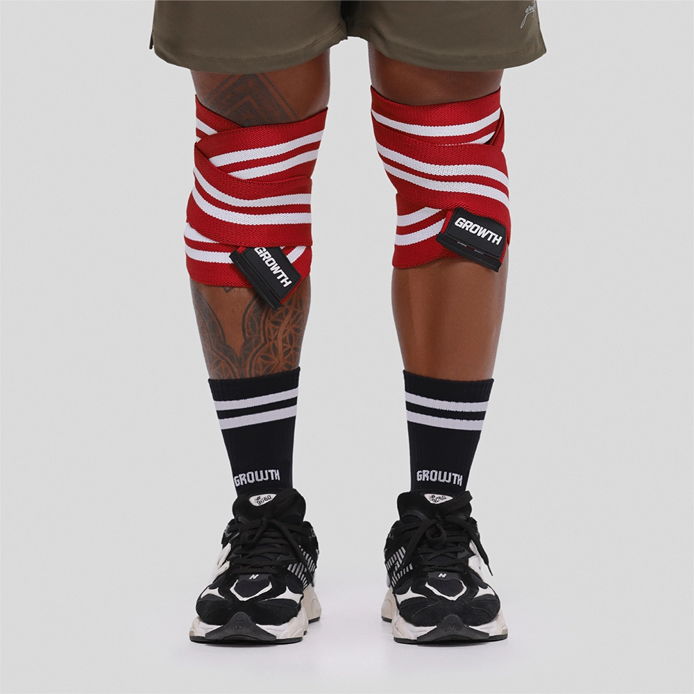 FAIXA DE JOELHO VERMELHA/BRANCO GROWTH (PAR) - GROWTH SUPPLEMENTS