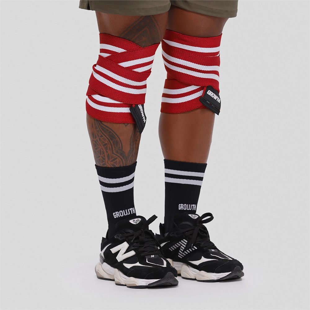 FAIXA DE JOELHO VERMELHA/BRANCO GROWTH (PAR) - GROWTH SUPPLEMENTS