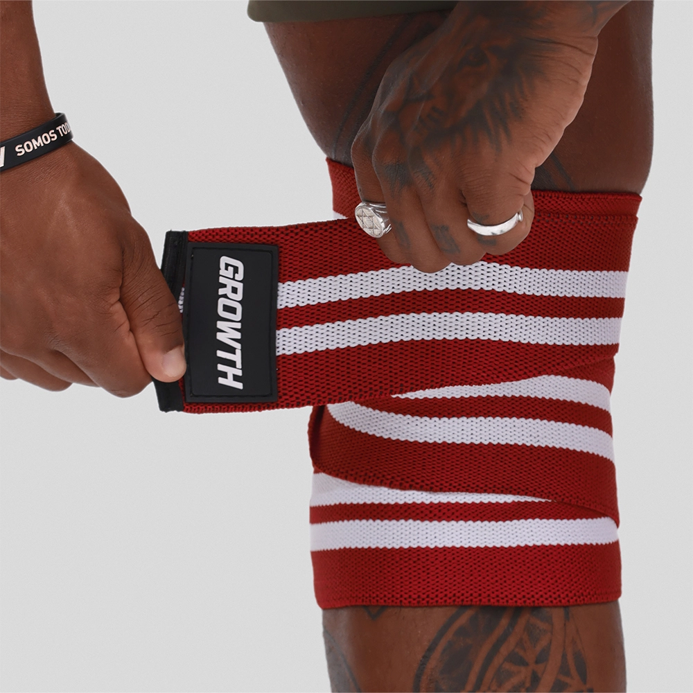 FAIXA DE JOELHO VERMELHA/BRANCO GROWTH (PAR) - GROWTH SUPPLEMENTS