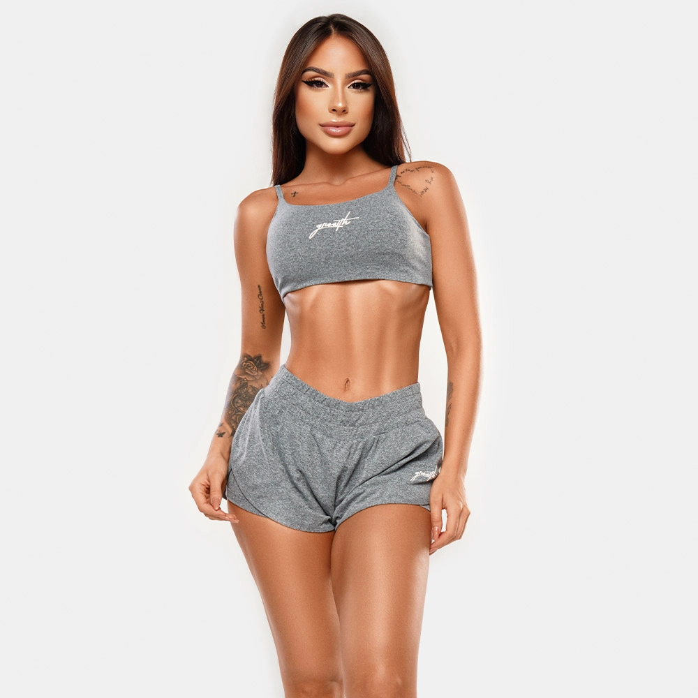 Shorts Duplo Cinza Growth Manuscrito