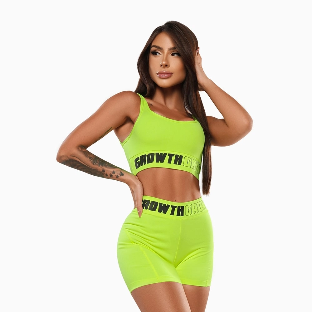 SHORT AMARELO NEON AD RECORTE LOGO GROWTH