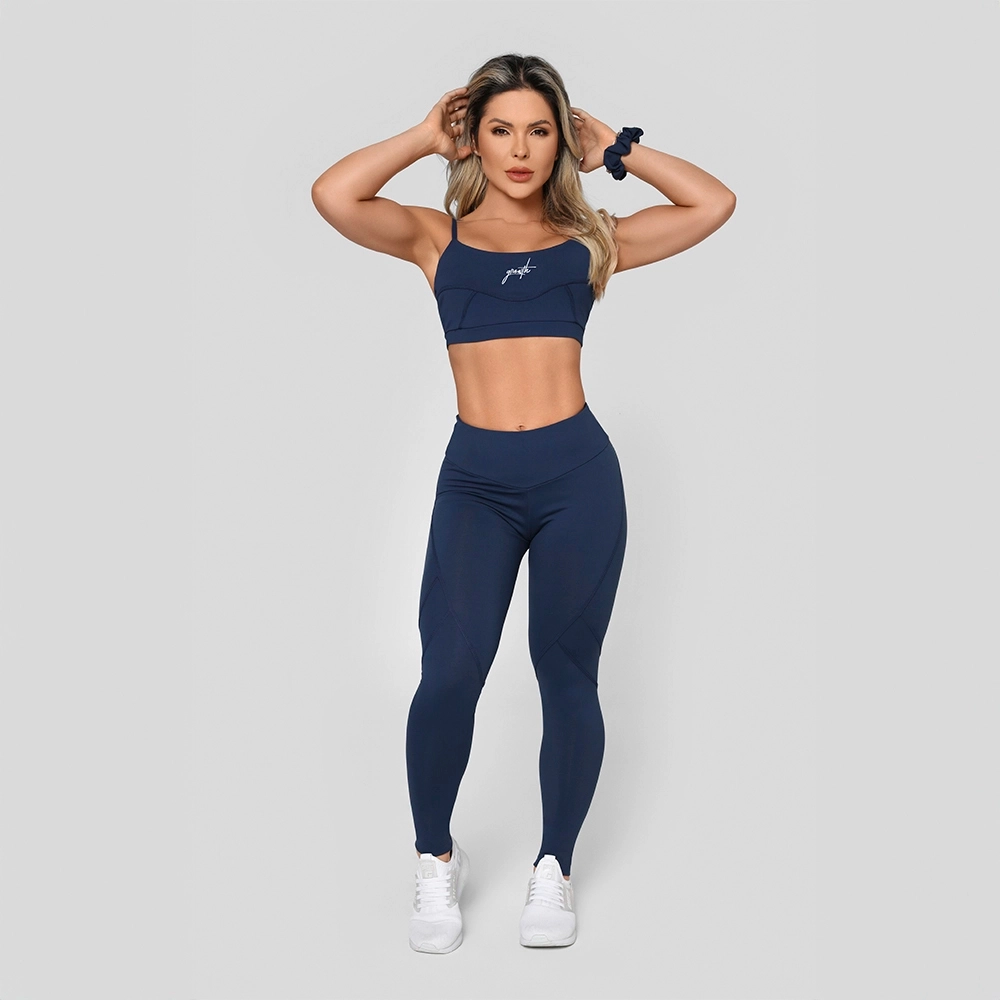 Top Growth Cut Manuscrito Azul Marinho