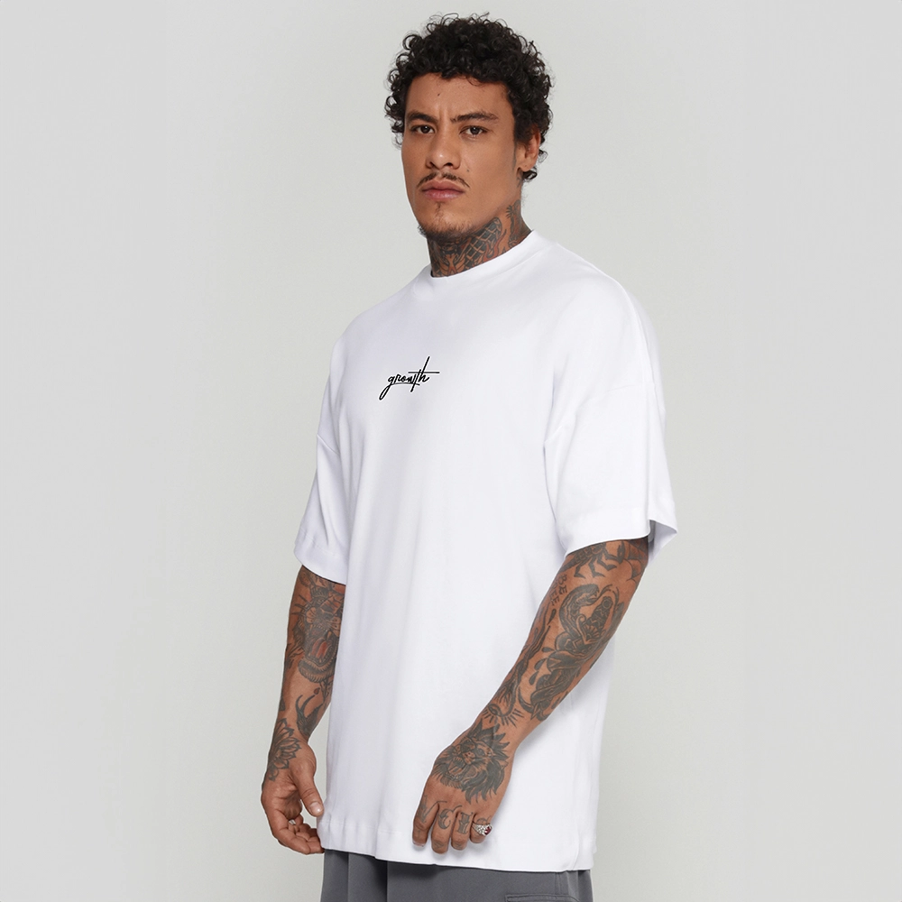 Camiseta Growth Oversized Manuscrito Branco